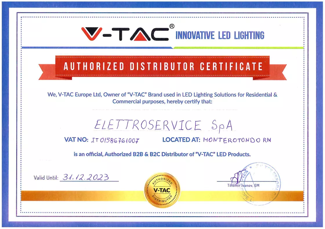 KLIK IL NEGOZIO DI ELETTROSERVICE DISTRIBUTORI UFFICIALI V-TAC PER L'ITALIA